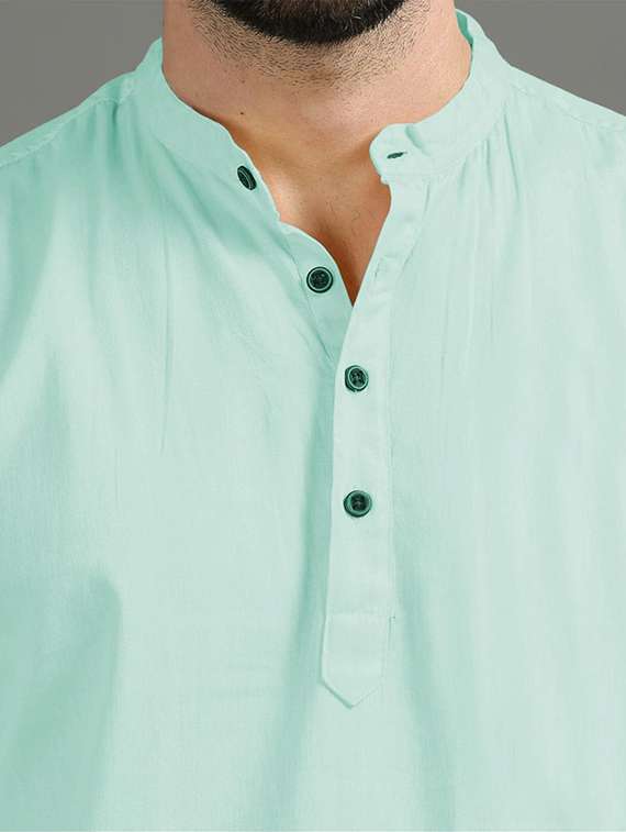 men solid mandarin neck short kurta - 22325411 -  Standard Image - 4
