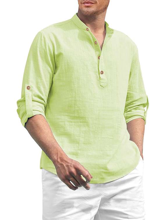men solid mandarin neck short kurta - 22325435 -  Standard Image - 1