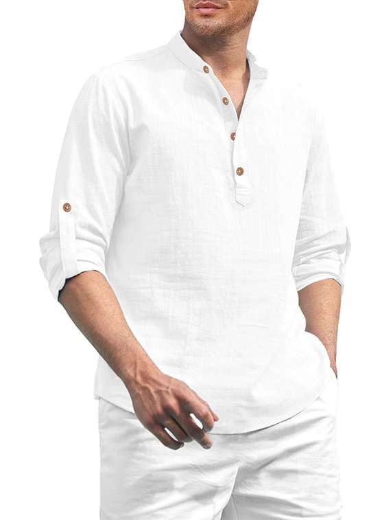 Men Solid Mandarin Neck Short Kurta - 22325447 -  Standard Image - 1