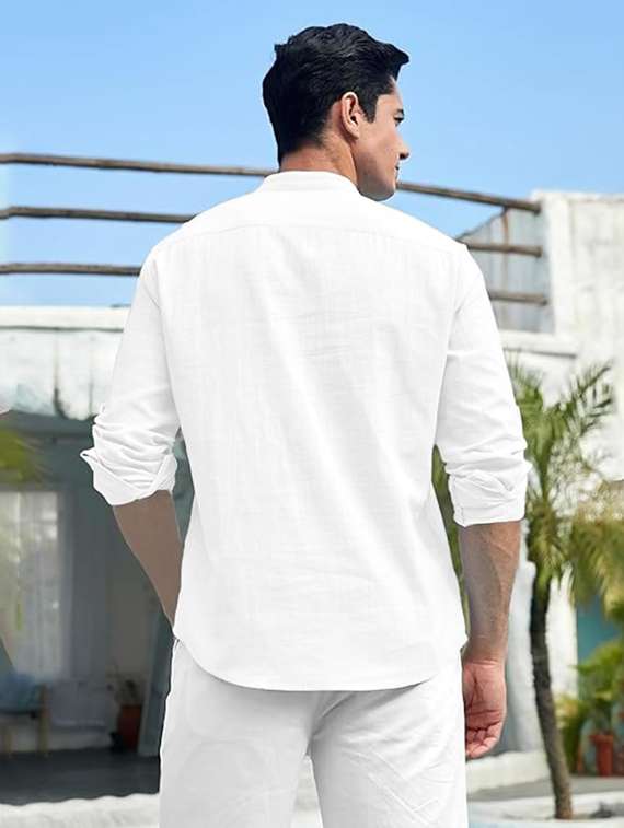 men solid mandarin neck short kurta - 22325494 -  Standard Image - 1