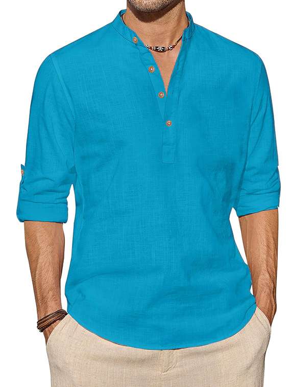 Men Solid Mandarin Neck Short Kurta - 22325510 -  Standard Image - 1