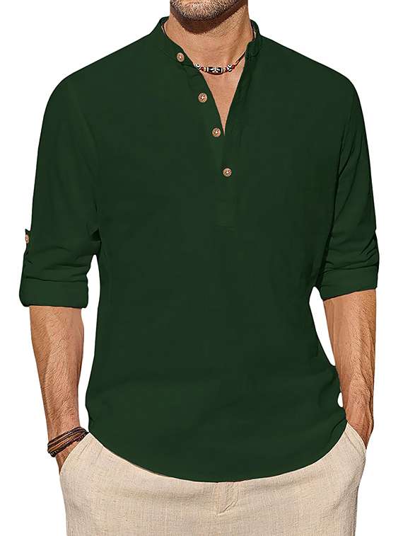 men solid mandarin neck short kurta - 22325519 -  Standard Image - 1