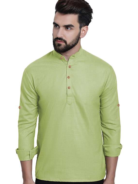 men pack of 2 solid mandarin neck short kurta - 22325542 -  Standard Image - 1