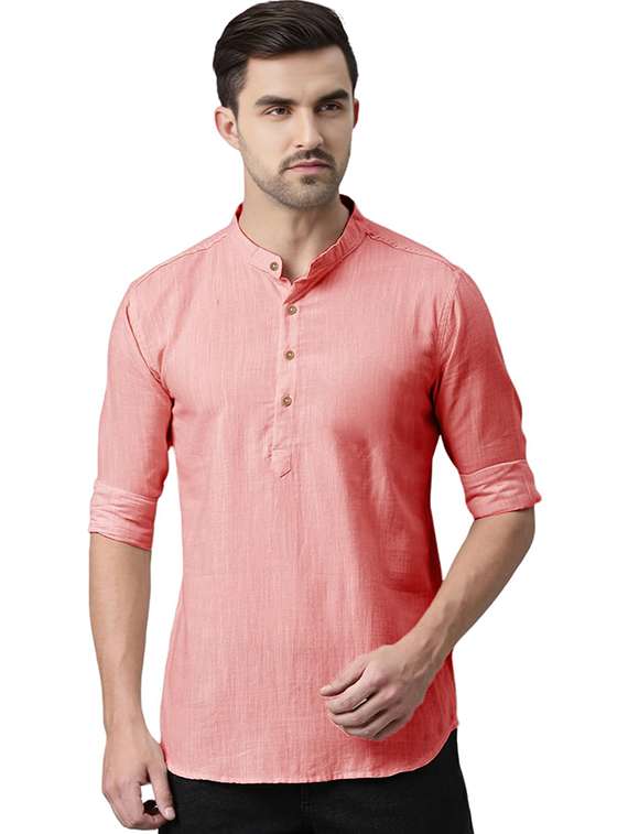 Men Pack Of 2 Solid Mandarin Neck Short Kurta - 22325585 -  Standard Image - 1