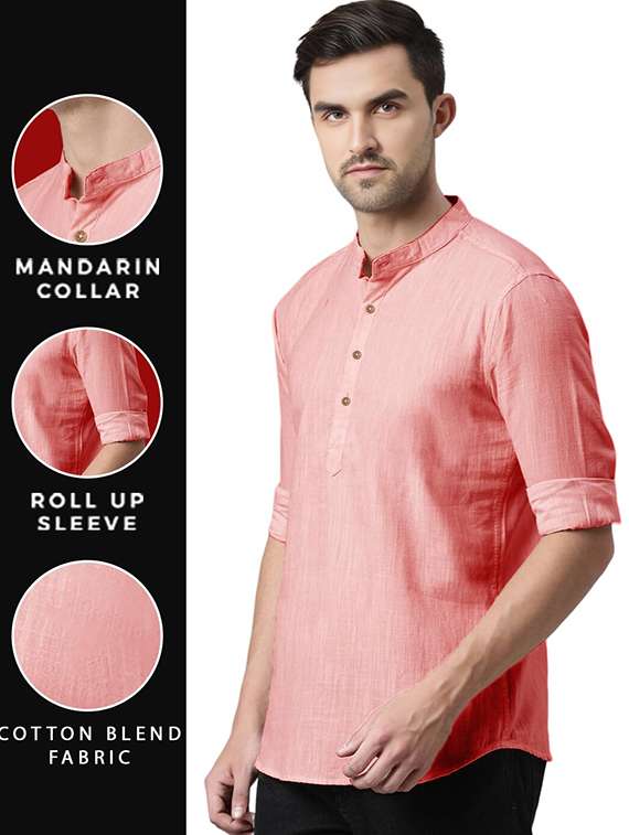 Men Pack Of 2 Solid Mandarin Neck Short Kurta - 22325585 -  Standard Image - 4