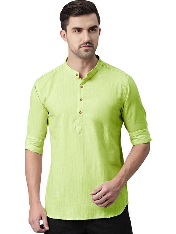 Men Pack Of 2 Solid Mandarin Neck Short Kurta - 22325590 -  Standard Image - 1