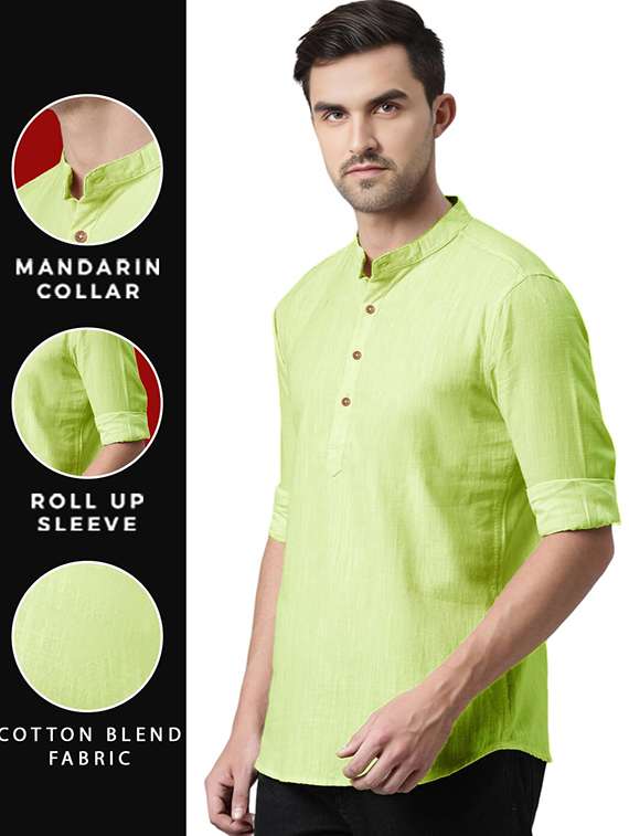 Men Pack Of 2 Solid Mandarin Neck Short Kurta - 22325590 -  Standard Image - 4