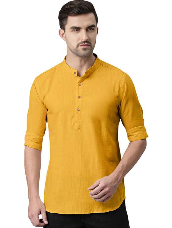 Men Pack Of 2 Solid Mandarin Neck Short Kurta - 22325594 -  Standard Image - 1