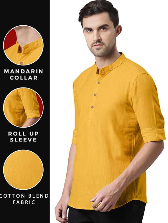 Men Pack Of 2 Solid Mandarin Neck Short Kurta - 22325594 -  Standard Image - 4