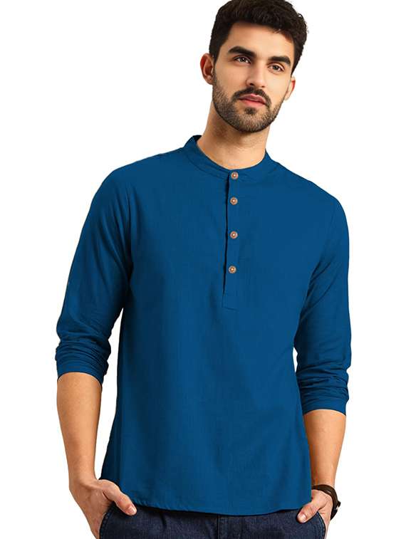 Men Pack Of 2 Solid Mandarin Neck Short Kurta - 22325605 -  Standard Image - 1