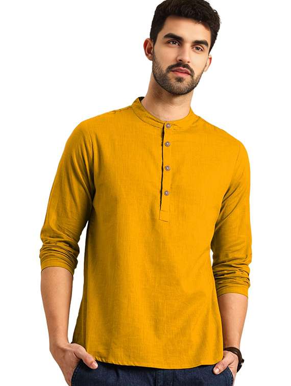 men pack of 2 solid mandarin neck short kurta - 22325610 -  Standard Image - 1