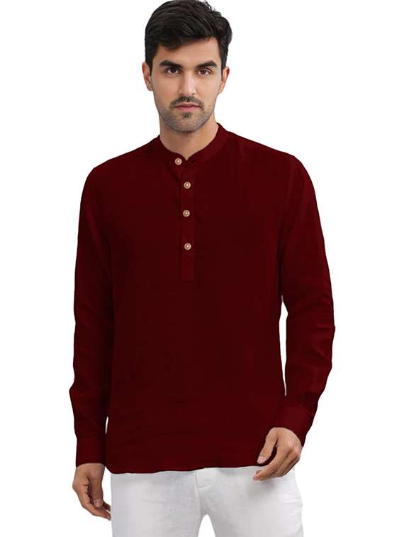 Men Pack Of 2 Solid Mandarin Neck Short Kurta - 22325614 -  Standard Image - 1