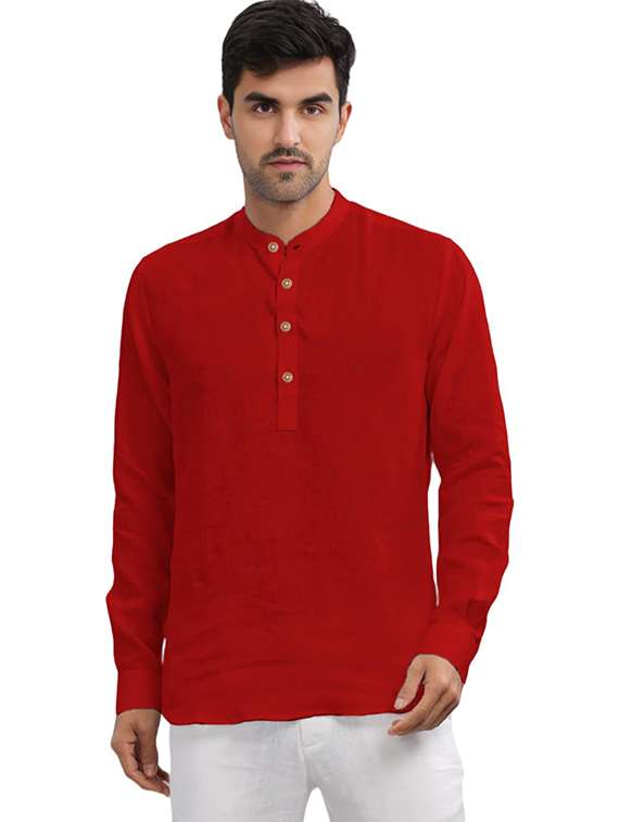 Men Pack Of 2 Solid Mandarin Neck Short Kurta - 22325620 -  Standard Image - 1