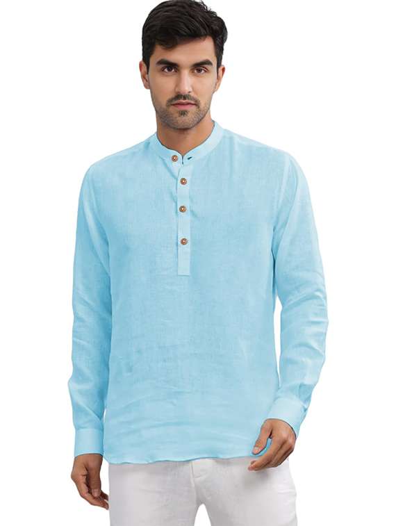 Men Pack Of 2 Solid Mandarin Neck Short Kurta - 22325623 -  Standard Image - 1