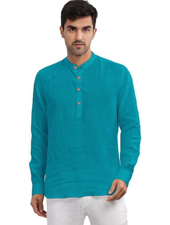 men pack of 2 solid mandarin neck short kurta - 22325624 -  Standard Image - 1