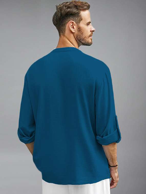 men solid mandarin neck short kurta - 22325985 -  Standard Image - 1