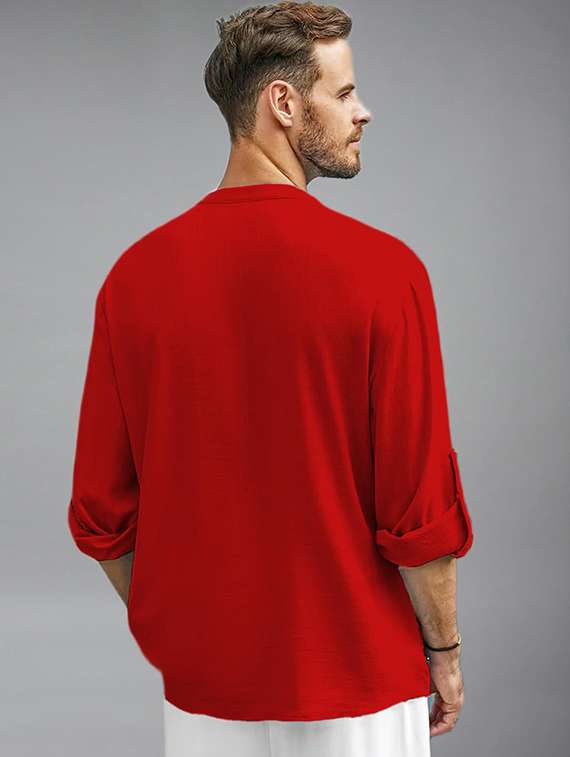 men solid mandarin neck short kurta - 22325986 -  Standard Image - 1