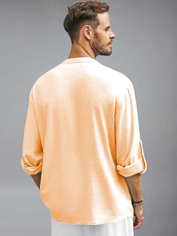 men solid mandarin neck short kurta - 22325990 -  Standard Image - 1