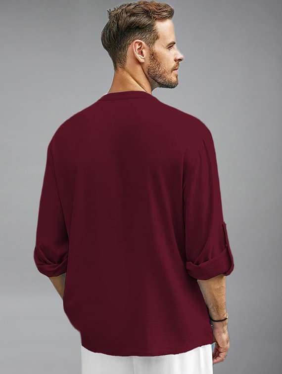 men solid mandarin neck short kurta - 22325992 -  Standard Image - 1