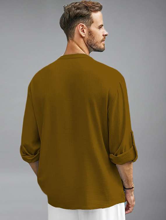 men solid mandarin neck short kurta - 22325997 -  Standard Image - 1