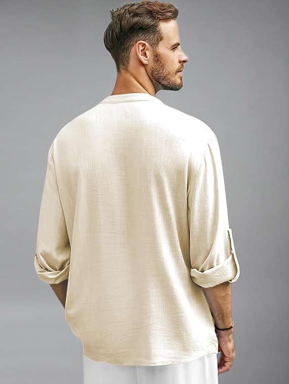 men solid mandarin neck short kurta - 22326000 -  Standard Image - 1