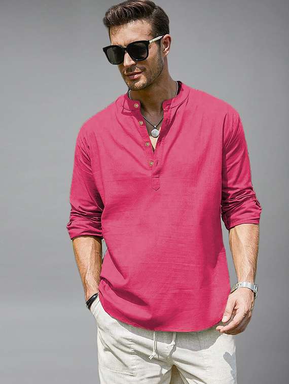 men solid mandarin neck short kurta - 22326008 -  Standard Image - 1