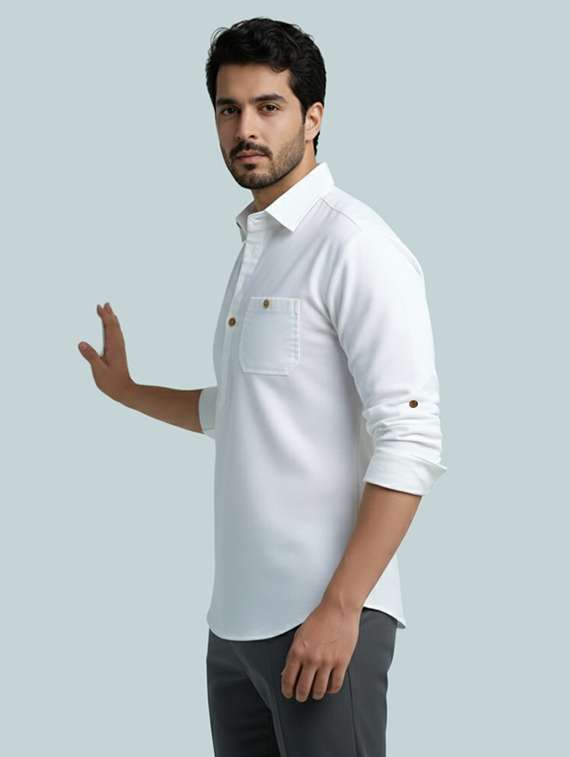 men solid long sleeve short kurta - 22326146 -  Standard Image - 1