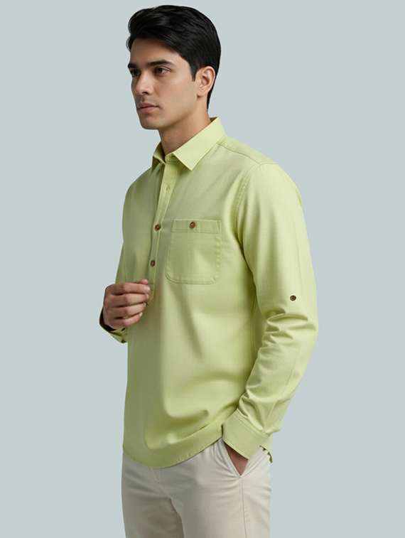 men solid long sleeve short kurta - 22326168 -  Standard Image - 1