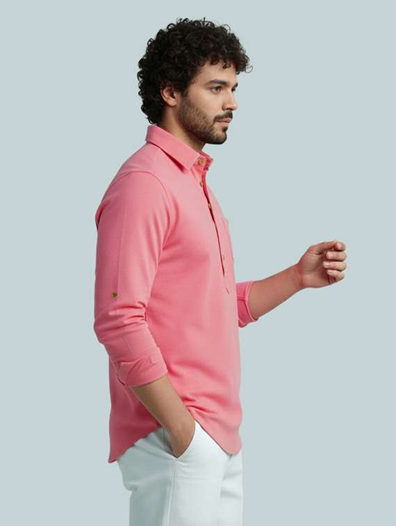 men solid long sleeve short kurta - 22326192 -  Standard Image - 1