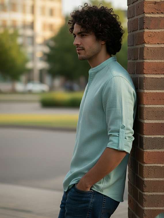 men solid mandarin neck short kurta - 22326384 -  Standard Image - 1