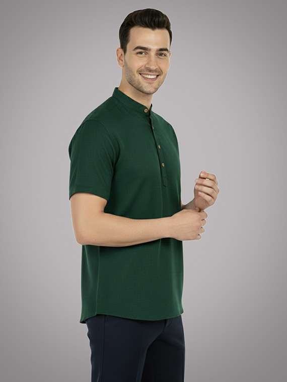 men solid mandarin neck short kurta - 22326414 -  Standard Image - 1