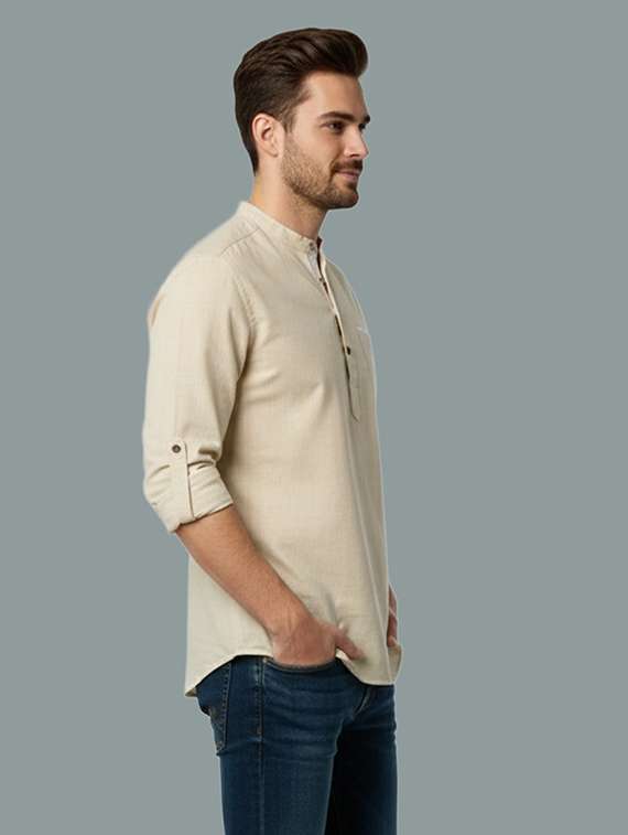 men solid mandarin neck short kurta - 22326425 -  Standard Image - 1