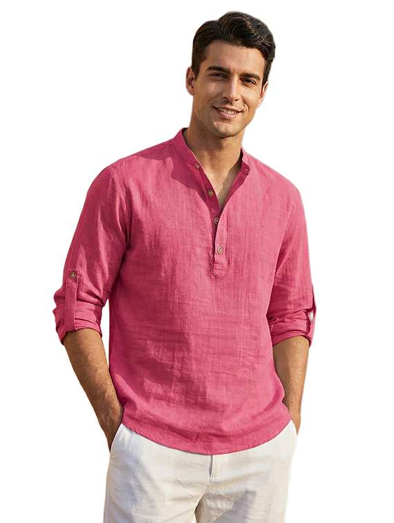 men solid mandarin neck short kurta - 22326496 -  Standard Image - 1