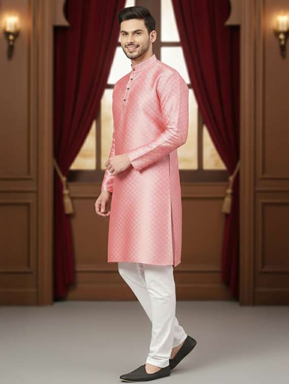 men self design mandarin neck long kurta - 22326515 -  Standard Image - 1