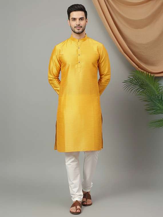 men self design mandarin neck long kurta - 22326517 -  Standard Image - 1