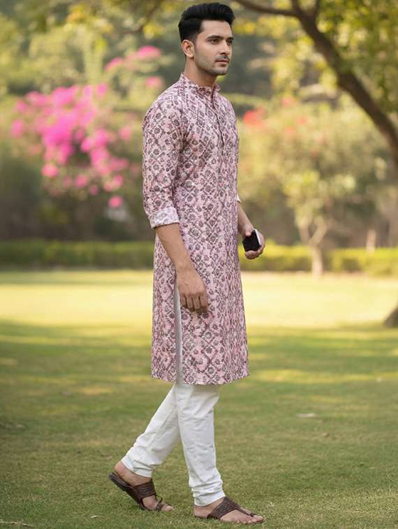 Men Printed Mandarin Neck Long Kurta - 22326533 -  Standard Image - 1