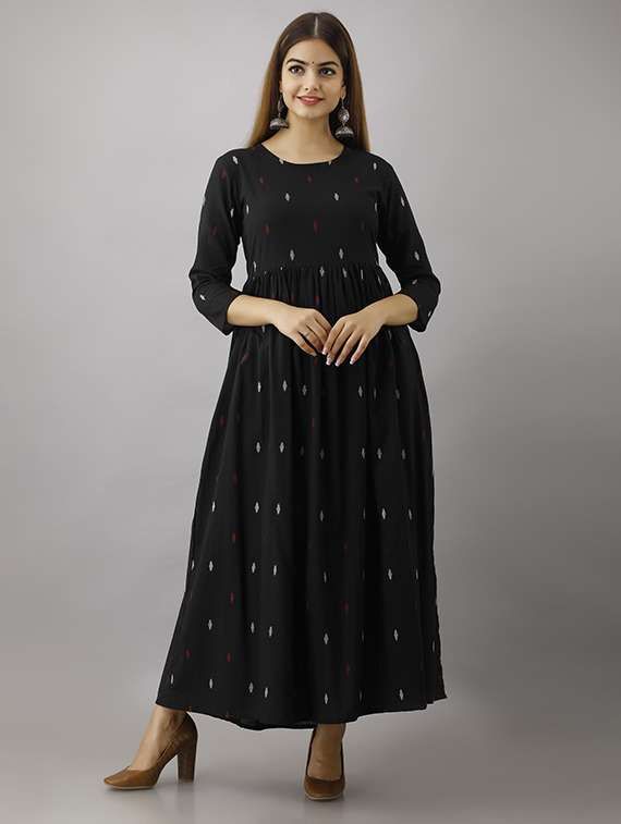 women self design three quarter sleeve ethnic dress - 22326539 -  Standard Image - 4