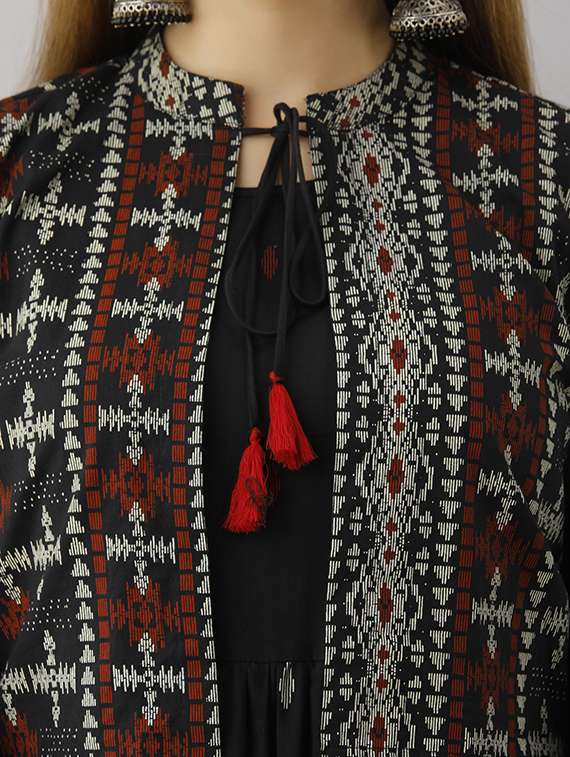 women self design three quarter sleeve ethnic dress - 22326539 -  Standard Image - 6