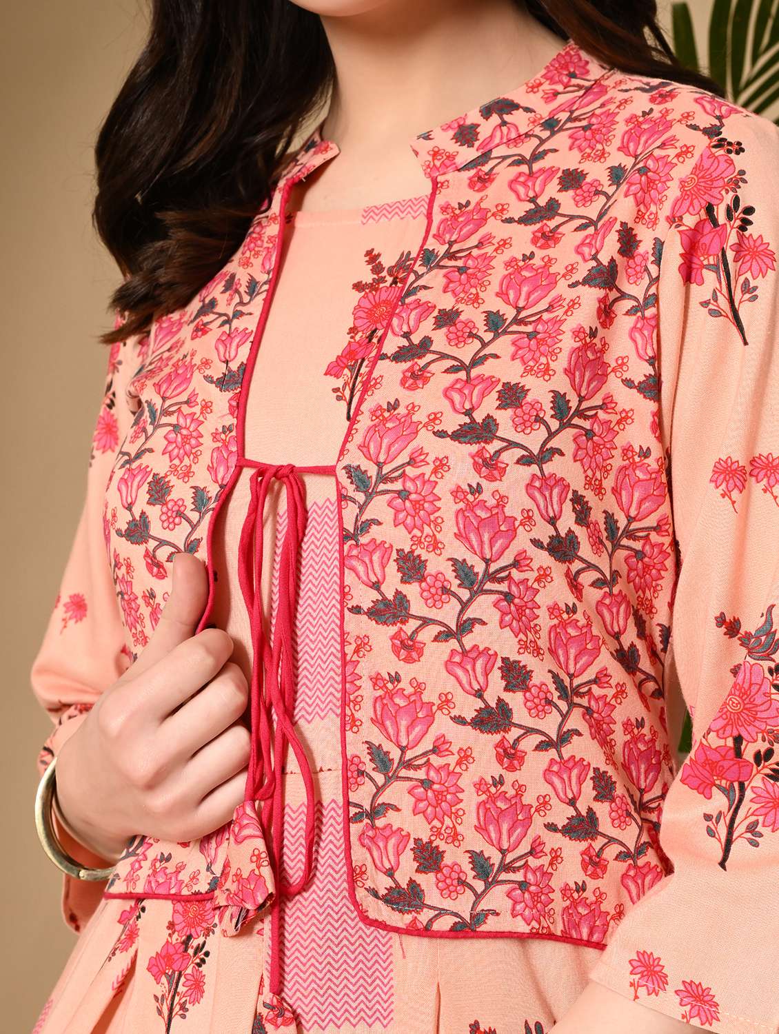 women floral printed three quarter sleeve ethnic dress - 22326542 -  Standard Image - 6