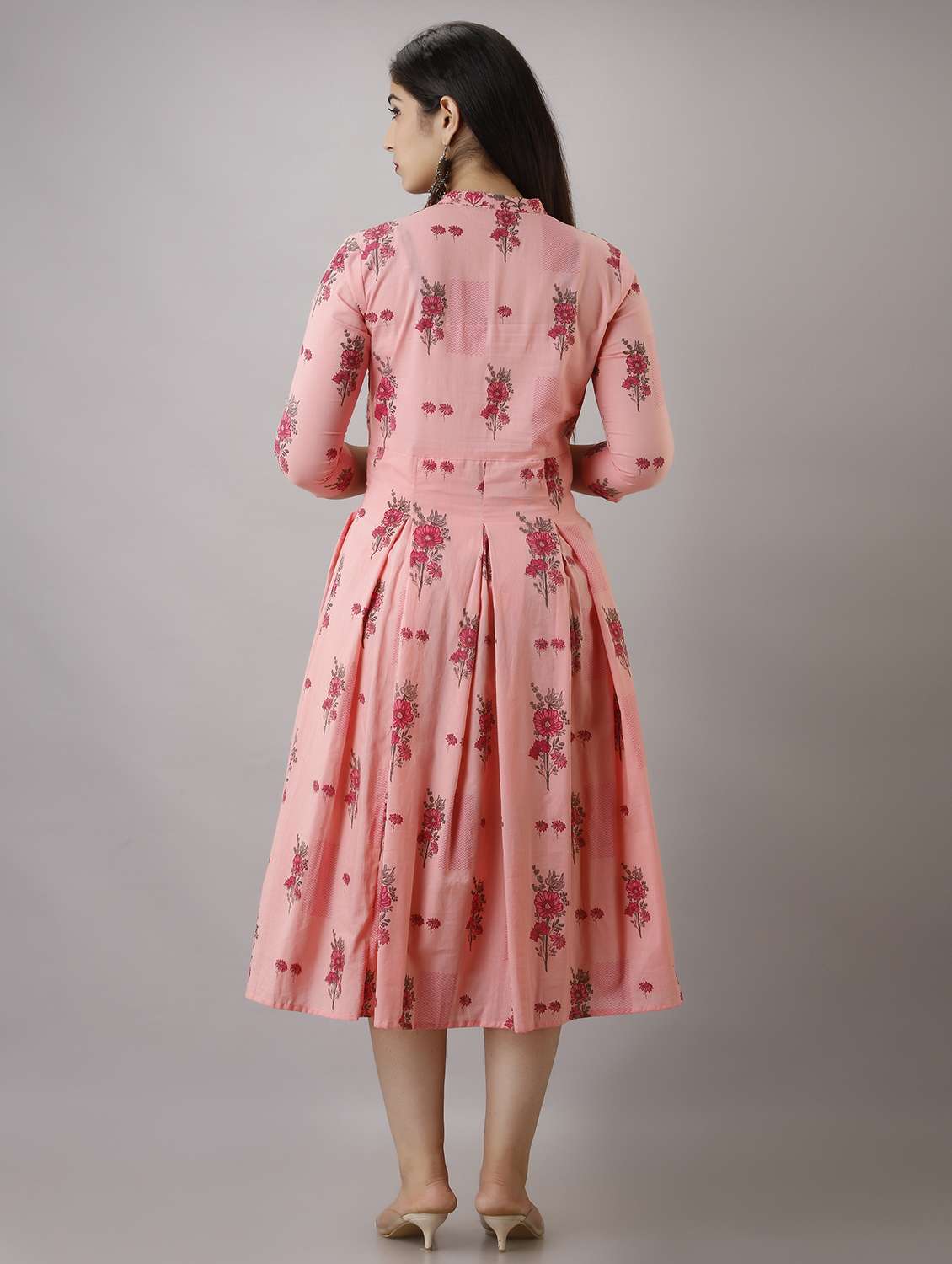 women floral printed three quarter sleeve ethnic dress - 22326543 -  Standard Image - 4