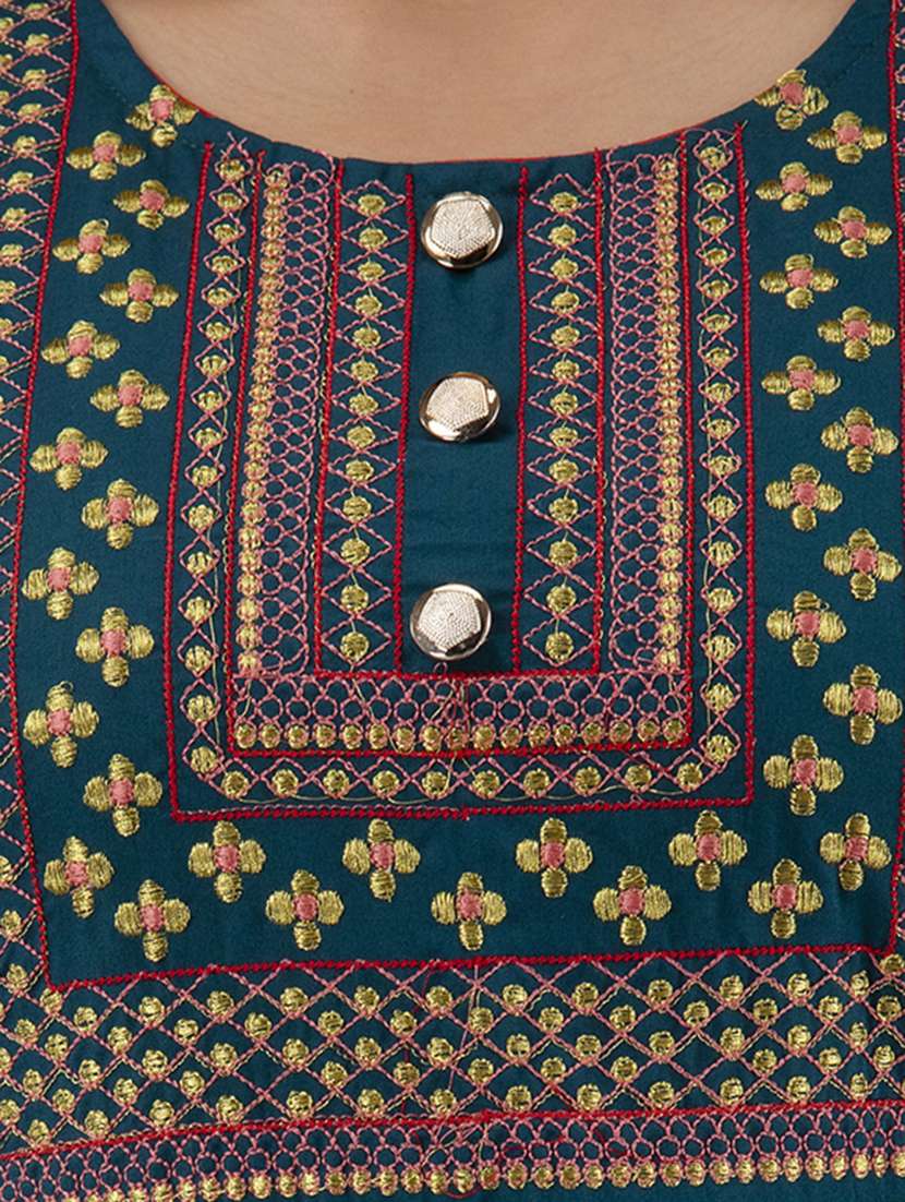 women solid with work short sleeve ethnic dress - 22326544 -  Standard Image - 6