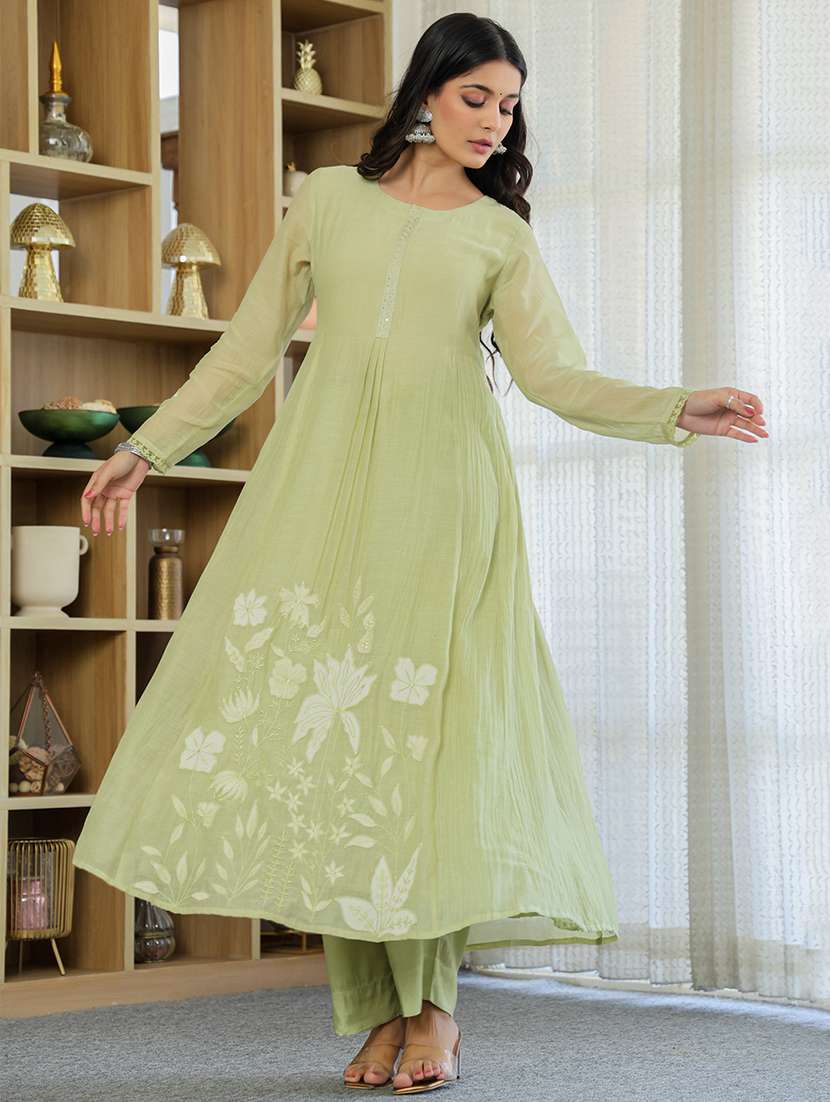 women solid with work long sleeve kurta pant with dupatta set - 22326573 -  Standard Image - 6