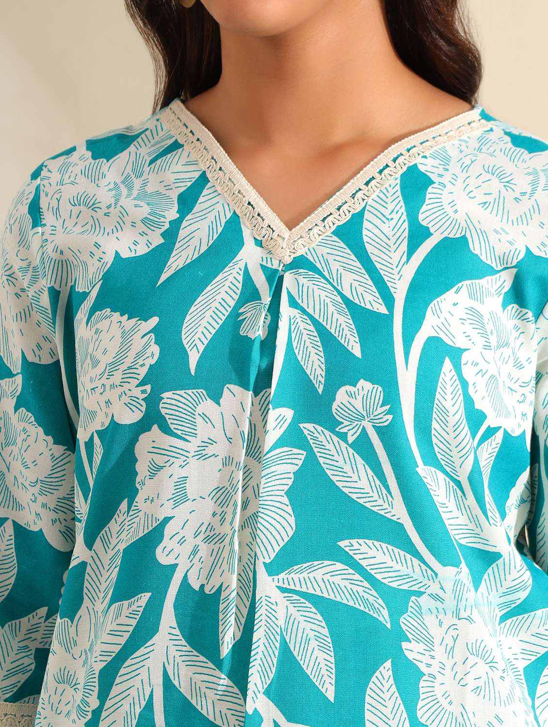 women floral three quarter sleeve ethnic co-ord set - 22326602 -  Standard Image - 4