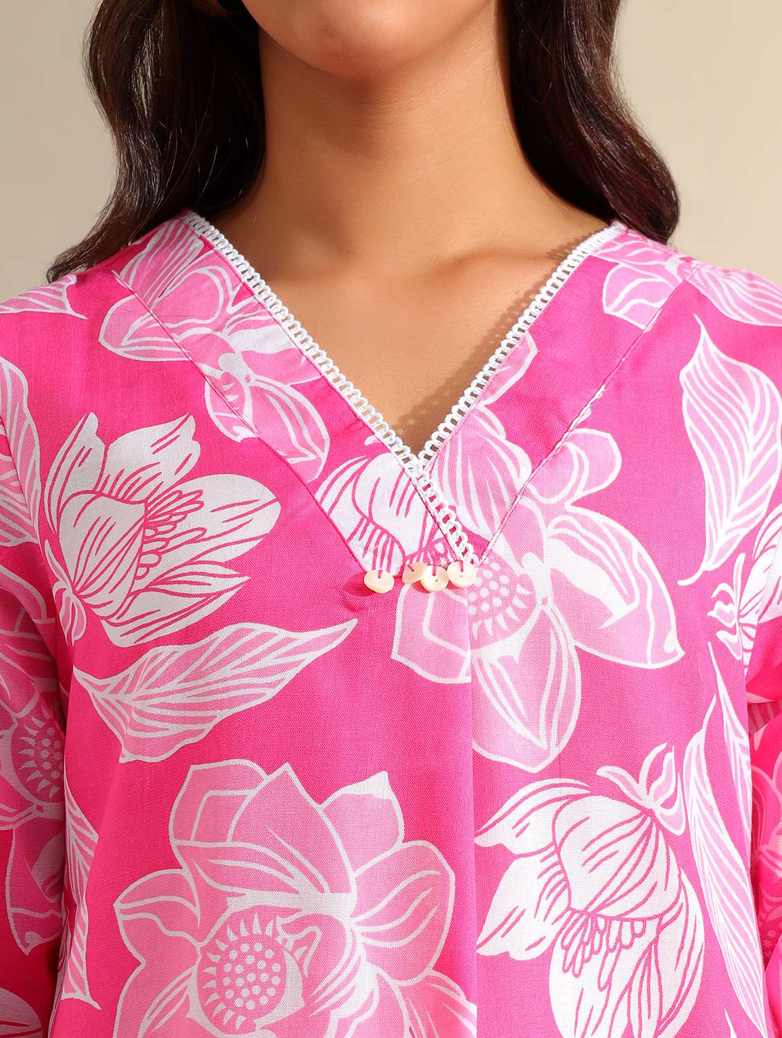 women floral three quarter sleeve ethnic co-ord set - 22326608 -  Standard Image - 4