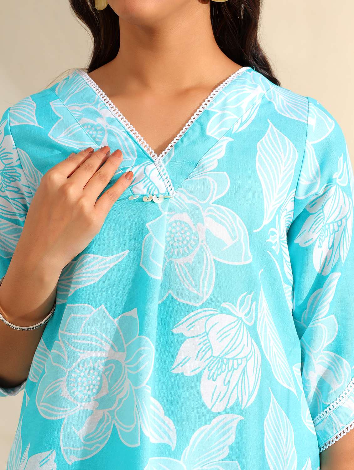 women floral three quarter sleeve ethnic co-ord set - 22326609 -  Standard Image - 4