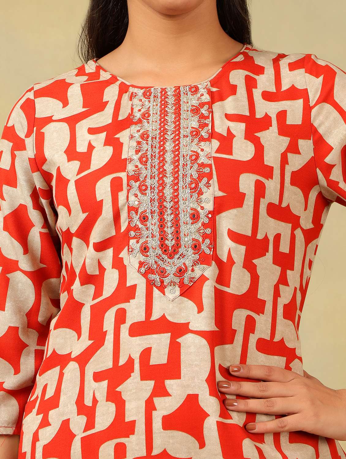 women abstract print round neck kurta pant with dupatta set - 22326632 -  Standard Image - 4