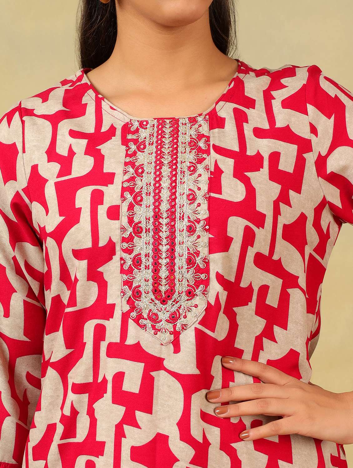women abstract print round neck kurta pant with dupatta set - 22326633 -  Standard Image - 4