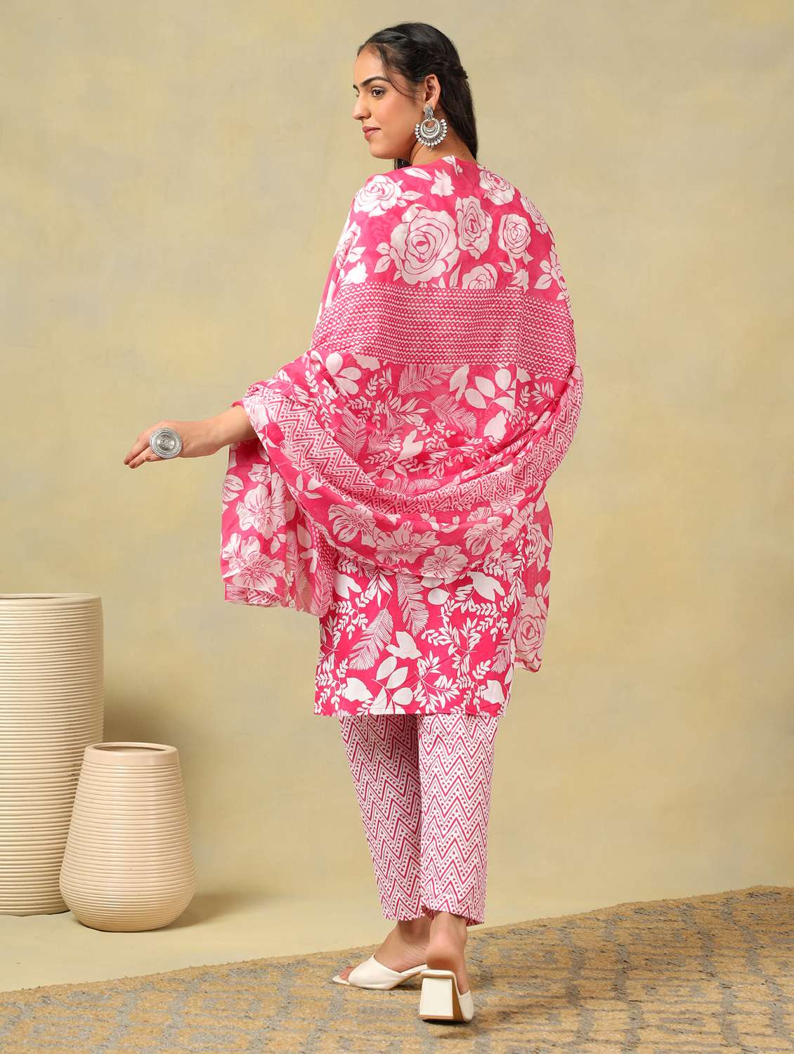 Women Printed Three Quarter Sleeve Kurta Pant With Dupatta Set - 22326642 -  Standard Image - 4