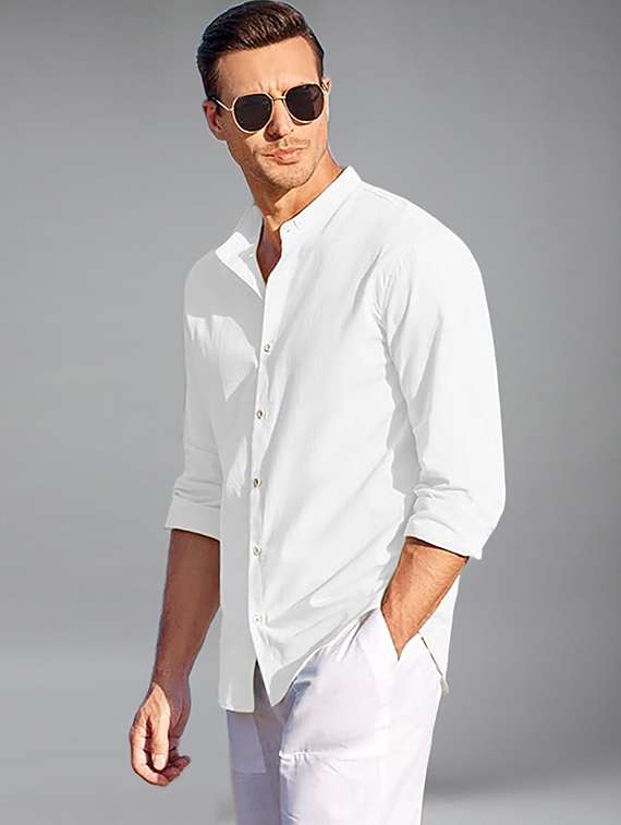Men Solid Long Sleeve Regular Fit Casual Shirt - 22326787 -  Standard Image - 1