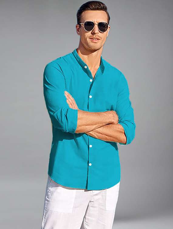 men solid long sleeve regular fit casual shirt